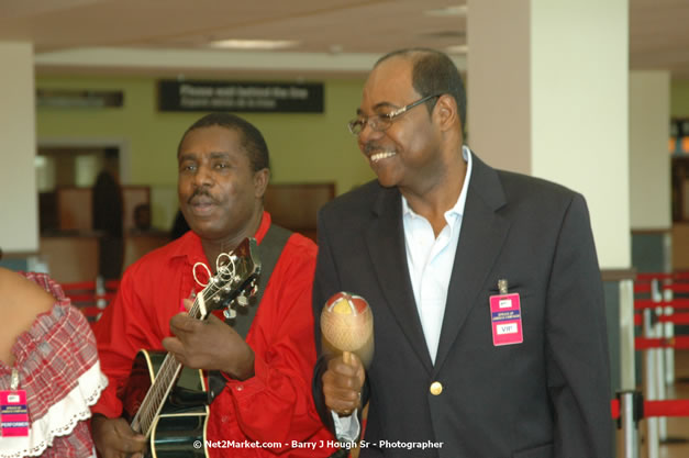 Minister of Tourism, Hon. Edmund Bartlett - Director of Tourism, Basil Smith, and Mayor of Montego Bay, Councillor Charles Sinclair Launch of Winter Tourism Season at Sangster International Airport, Saturday, December 15, 2007 - Sangster International Airport - MBJ Airports Limited, Montego Bay, Jamaica W.I. - Photographs by Net2Market.com - Barry J. Hough Sr, Photographer - Negril Travel Guide, Negril Jamaica WI - http://www.negriltravelguide.com - info@negriltravelguide.com...!