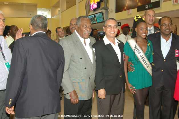 Minister of Tourism, Hon. Edmund Bartlett - Director of Tourism, Basil Smith, and Mayor of Montego Bay, Councillor Charles Sinclair Launch of Winter Tourism Season at Sangster International Airport, Saturday, December 15, 2007 - Sangster International Airport - MBJ Airports Limited, Montego Bay, Jamaica W.I. - Photographs by Net2Market.com - Barry J. Hough Sr, Photographer - Negril Travel Guide, Negril Jamaica WI - http://www.negriltravelguide.com - info@negriltravelguide.com...!