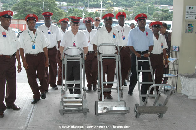 Minister of Tourism, Hon. Edmund Bartlett - Director of Tourism, Basil Smith, and Mayor of Montego Bay, Councillor Charles Sinclair Launch of Winter Tourism Season at Sangster International Airport, Saturday, December 15, 2007 - Sangster International Airport - MBJ Airports Limited, Montego Bay, Jamaica W.I. - Photographs by Net2Market.com - Barry J. Hough Sr, Photographer - Negril Travel Guide, Negril Jamaica WI - http://www.negriltravelguide.com - info@negriltravelguide.com...!