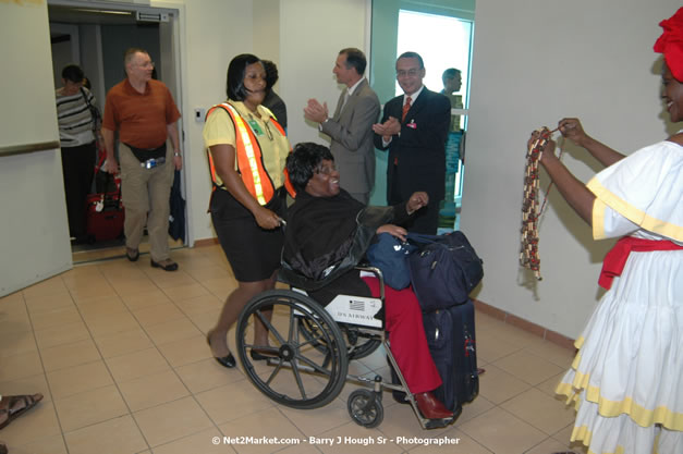 MBJ Airports Limited Welcomes WestJet Airlines - Inaugural Scheduled Service From Toronto Pearsons International Airport - Monday, December 10, 2007 - Sangster International Airport - MBJ Airports Limited, Montego Bay, Jamaica W.I. - Photographs by Net2Market.com - Barry J. Hough Sr, Photographer - Negril Travel Guide, Negril Jamaica WI - http://www.negriltravelguide.com - info@negriltravelguide.com...!