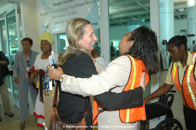 MBJ Airports Limited Welcomes WestJet Airlines - Inaugural Scheduled Service From Toronto Pearsons International Airport - Monday, December 10, 2007 - Sangster International Airport - MBJ Airports Limited, Montego Bay, Jamaica W.I. - Photographs by Net2Market.com - Barry J. Hough Sr, Photographer - Negril Travel Guide, Negril Jamaica WI - http://www.negriltravelguide.com - info@negriltravelguide.com...!