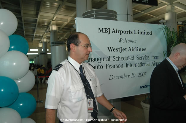 MBJ Airports Limited Welcomes WestJet Airlines - Inaugural Scheduled Service From Toronto Pearsons International Airport - Monday, December 10, 2007 - Sangster International Airport - MBJ Airports Limited, Montego Bay, Jamaica W.I. - Photographs by Net2Market.com - Barry J. Hough Sr, Photographer - Negril Travel Guide, Negril Jamaica WI - http://www.negriltravelguide.com - info@negriltravelguide.com...!