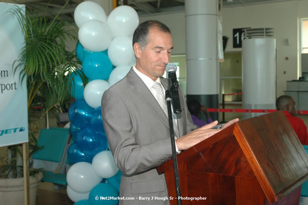 MBJ Airports Limited Welcomes WestJet Airlines - Inaugural Scheduled Service From Toronto Pearsons International Airport - Monday, December 10, 2007 - Sangster International Airport - MBJ Airports Limited, Montego Bay, Jamaica W.I. - Photographs by Net2Market.com - Barry J. Hough Sr, Photographer - Negril Travel Guide, Negril Jamaica WI - http://www.negriltravelguide.com - info@negriltravelguide.com...!