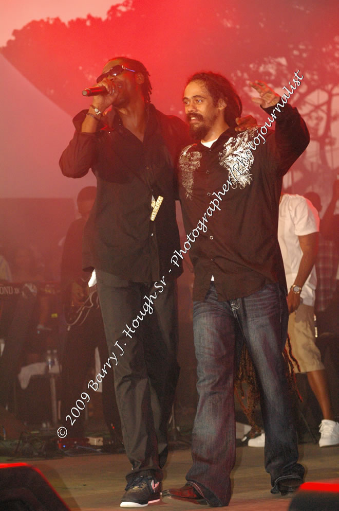 Damian 'Jr. Gong' Marley & NAS @ Reggae Sumfest 2009 - International Night 2 - Reggae Sumfest 2009,Catherine Hall, Montego Bay, St. James, Jamaica W.I. - Saturday, July 25, 2009 - Reggae Sumfest 2009, July 19 - 25, 2009 - Photographs by Net2Market.com - Barry J. Hough Sr. Photojournalist/Photograper - Photographs taken with a Nikon D70, D100, or D300 - Negril Travel Guide, Negril Jamaica WI - http://www.negriltravelguide.com - info@negriltravelguide.com...!