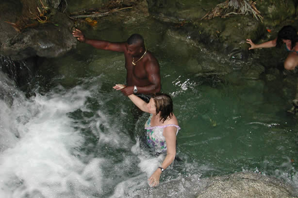 Riverwalk at   Mayfield Falls - Negril, Jamaica W.I. - Saturday, December 8, 2001 - Negril Travel Guide