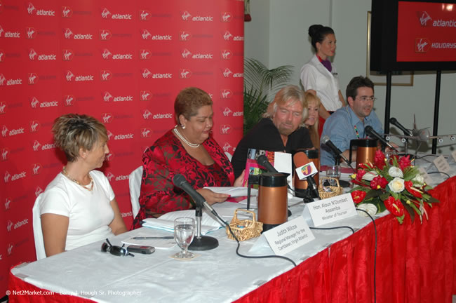 Press Conference - Virgin Atlantic Inaugural Flight To Montego Bay, Jamaica Photos - Sir Richard Bronson, President & Family, and 450 Passengers - Press Conference at Half Moon Resort, Montego Bay, Jamaica - Monday, July 3, 2006 - Negril Travel Guide, Negril Jamaica WI - http://www.negriltravelguide.com - info@negriltravelguide.com...!