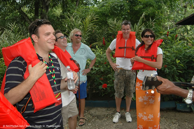 Rafting on the Martha Brae - Virgin Atlantic Inaugural Flight To Montego Bay, Jamaica Photos - Sir Richard Bronson, President & Family, and 450 Passengers - Rafting on the Martha Brae - Tuesday, July 4, 2006 - Negril Travel Guide, Negril Jamaica WI - http://www.negriltravelguide.com - info@negriltravelguide.com...!