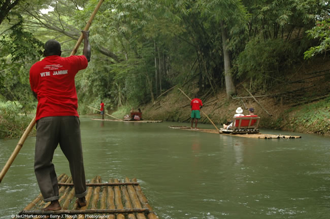 Rafting on the Martha Brae - Virgin Atlantic Inaugural Flight To Montego Bay, Jamaica Photos - Sir Richard Bronson, President & Family, and 450 Passengers - Rafting on the Martha Brae - Tuesday, July 4, 2006 - Negril Travel Guide, Negril Jamaica WI - http://www.negriltravelguide.com - info@negriltravelguide.com...!